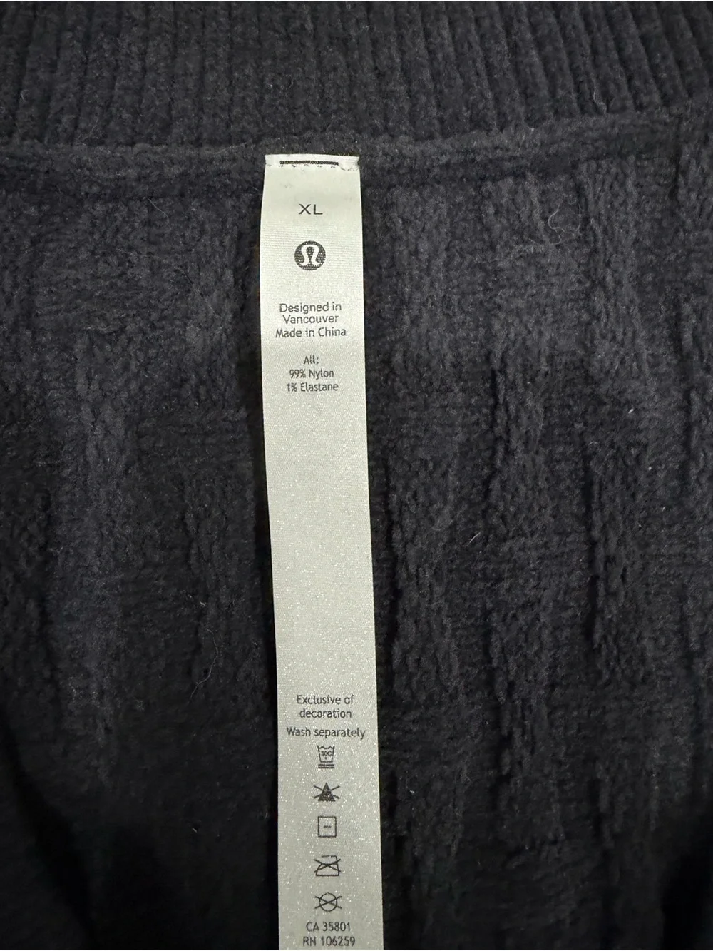 lululemon athletica Black V-Neck Cable Knit Sweater Vest for Women’s Sz XL